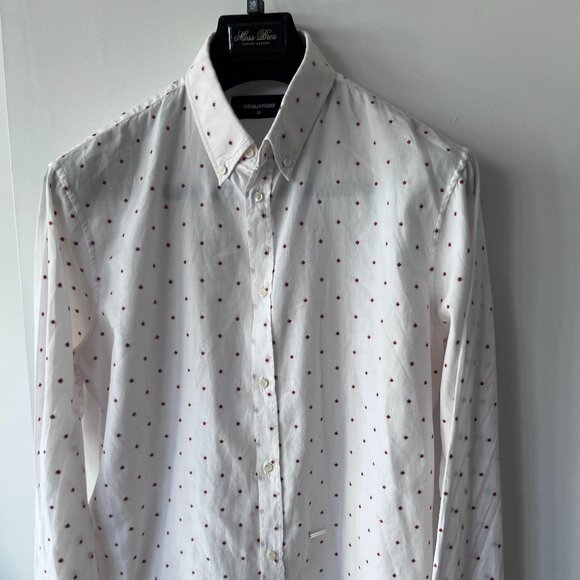 Dsquared² White Shirt with Red Maple Leaf Embroidery - Picture 1 of 3